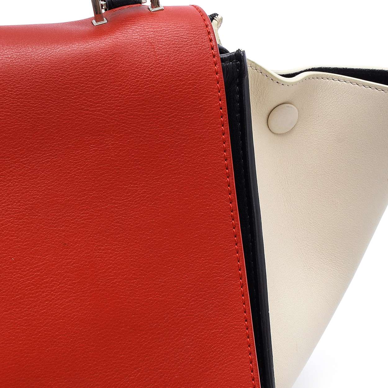 Celine - White&Red&Black Leather Medium Trapeze Bag